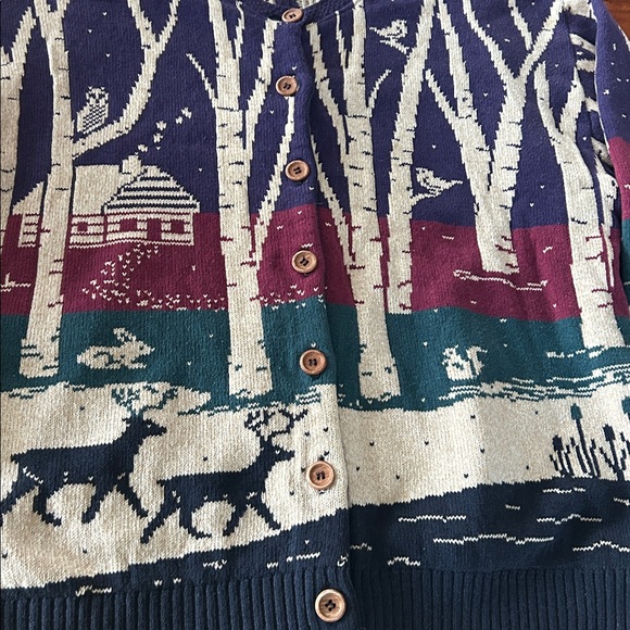 Vintage Northern Reflections Cotton Mix Woodland Friends Print Cardigan Sweater - Picture 2 of 11